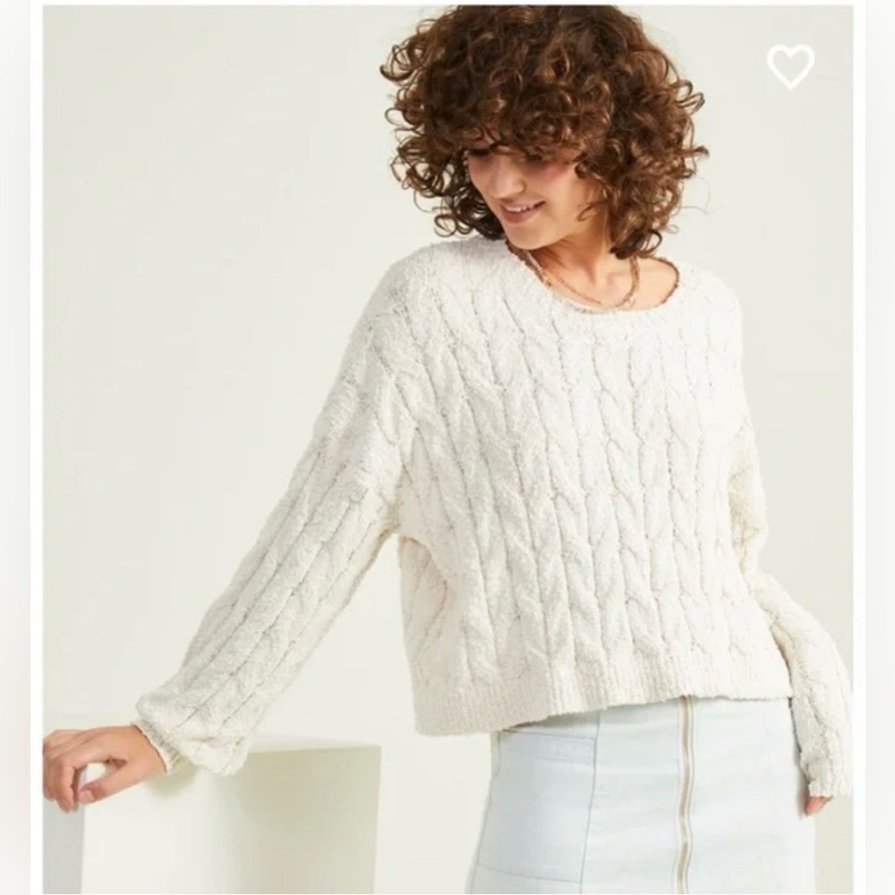 Altar’d State Cream Cable Knit Sweater Size S Cozy Oatmeal Pullover